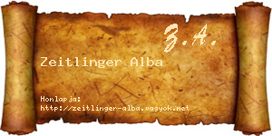 Zeitlinger Alba névjegykártya
